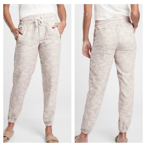 ATHLETA Cabo Tide Linen Jogger Camo Neutral #531156 Size 6 - Picture 1 of 7